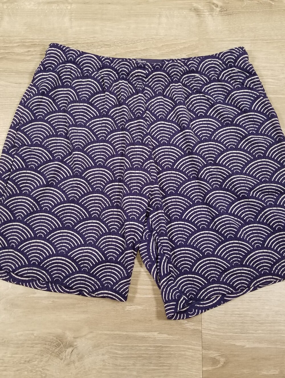 Nice Laundry Shorts Mens Large 6" Lounge Indigo Sunrise Mesh Lined Blue White